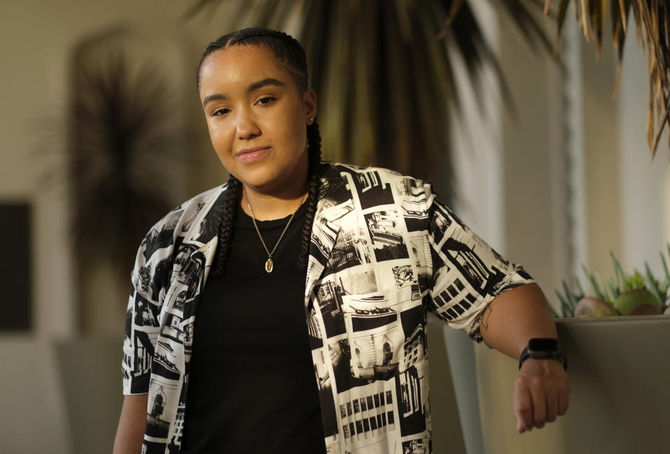 Director Cierra Glaude poses for a portrait in Glendale, Calif. on Feb. 4, 2021. When the series "Queen Sugar" debuted in 2016, Glaude worked as a production assistant on the show. Five years later, she’s been promoted to director for season five on the Oprah Winfrey Network series. (AP Photo/Chris Pizzello)