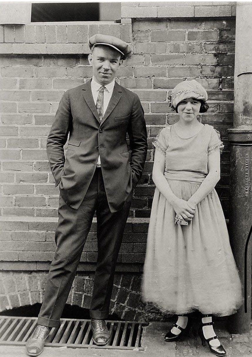 Edward and Celia Cooney, better known as the Bobbed Haired Bandit and her tall companion, are shown after their capture in Jacksonville on April 21, 1924.