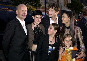 Bruce Willis , Ashton Kutcher and Demi Moore with Scout, Rumer and Tallulah Belle at the LA premiere of Columbia's Charlie's Angels: Full Throttle