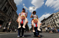 <p>Demonstrators protest against the visit of U.S. President Donald Trump, in central London, Britain, July 13, 2018. (Photo: Yves Herman/Reuters) </p>