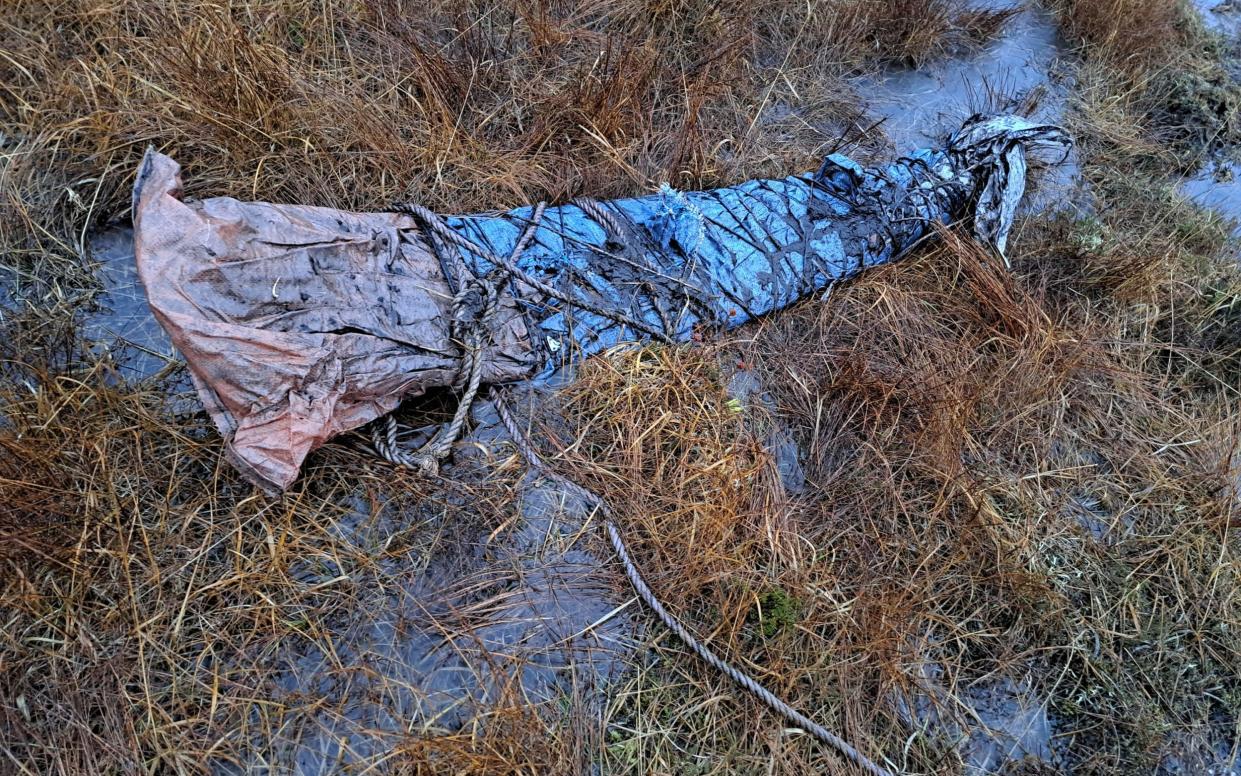 The propeller was found wrapped in potato sacks