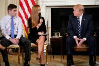 President Donald Trump takes part in a "listening session" on gun violence with parents, students and teachers at the White House