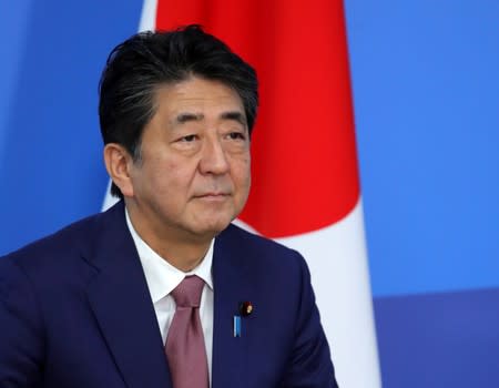 Japanese Prime Minister Abe is seen during a meeting with Russian President Putin at the sidelines of the Eastern Economic Forum in Vladivostok
