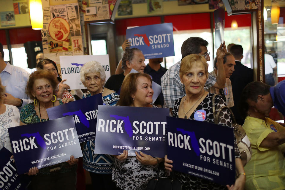 In two of five recent polls, Scott has led his Democratic opponent, Senator Bill Nelson, among Hispanic voters