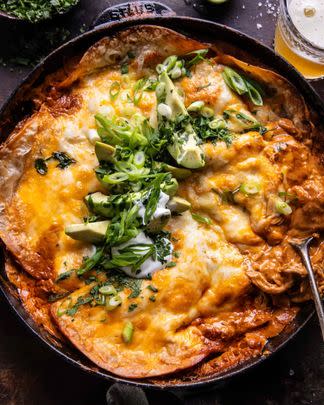 Skillet Creamy Chipotle Chicken Enchiladas