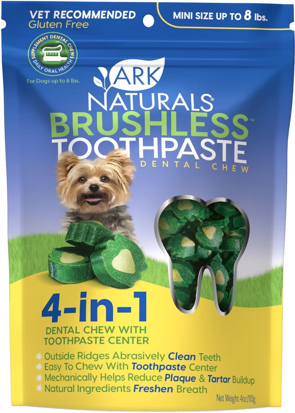 Ark Naturals Brushless Toothpaste Dental Dog Chews