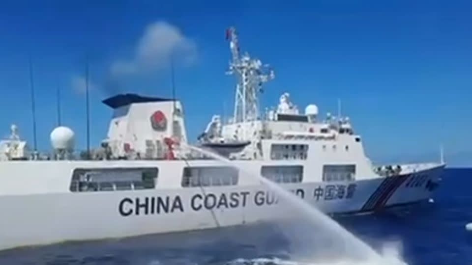 The Philippines has accused Chinese Coast Guard ships of firing water cannons and making "dangerous maneuvers" at its ships in the South China Sea. - Philippines Coast Guard