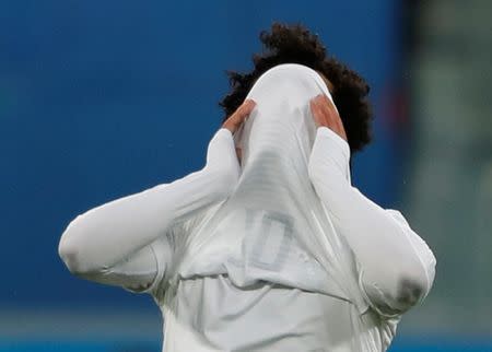 Soccer Football - World Cup - Group A - Russia vs Egypt - Saint Petersburg Stadium, Saint Petersburg, Russia - June 19, 2018 Egypt's Mohamed Salah looks dejected REUTERS/Lee Smith