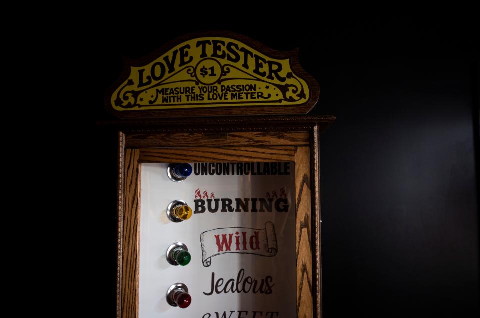 A love tester machine in Tiger Bar, a forthcoming project from the partners in Pearl Diver.