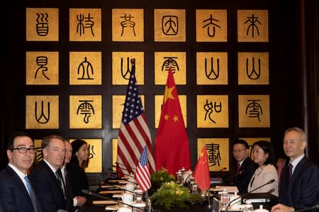 FILE PHOTO: U.S. Trade Representative Lighthizer and Treasury Secretary Mnuchin meet China Vice Premier Liu in China