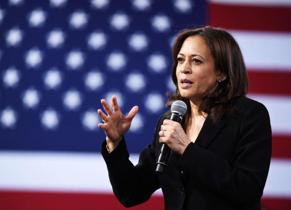 <div class="inline-image__caption"><p>Democratic presidential candidate (and future US Vice President) US Senator Kamala Harris (D-CA) speaks at the National Forum on Wages and Working People: Creating an Economy That Works for All at Enclave, Las Vegas, Nevada, April 27, 2019.</p></div> <div class="inline-image__credit">Ethan Miller/Getty Images</div>