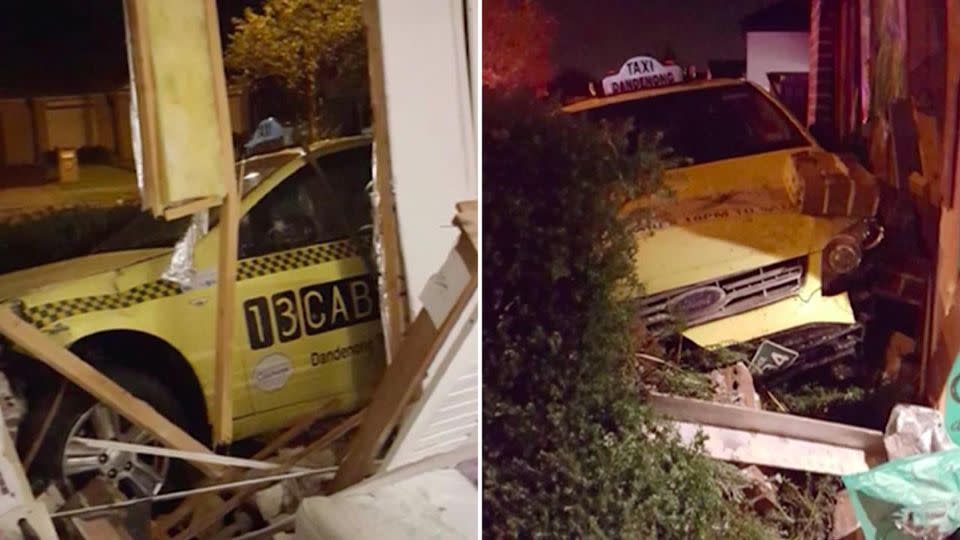 A Melbourne couple consider themselves lucky to be alive after a car ploughed into their bedroom overnight. Photos: Supplied