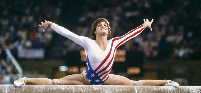 Olympic gymnast Mary Lou Retton scored a perfect 10 in the final rotation of the all-around competition at the 1984 Summer Olympics in Los Angeles to secure the United States' first-ever gold for the event. Photo courtesy of United States Olympic and Paralympic Museum