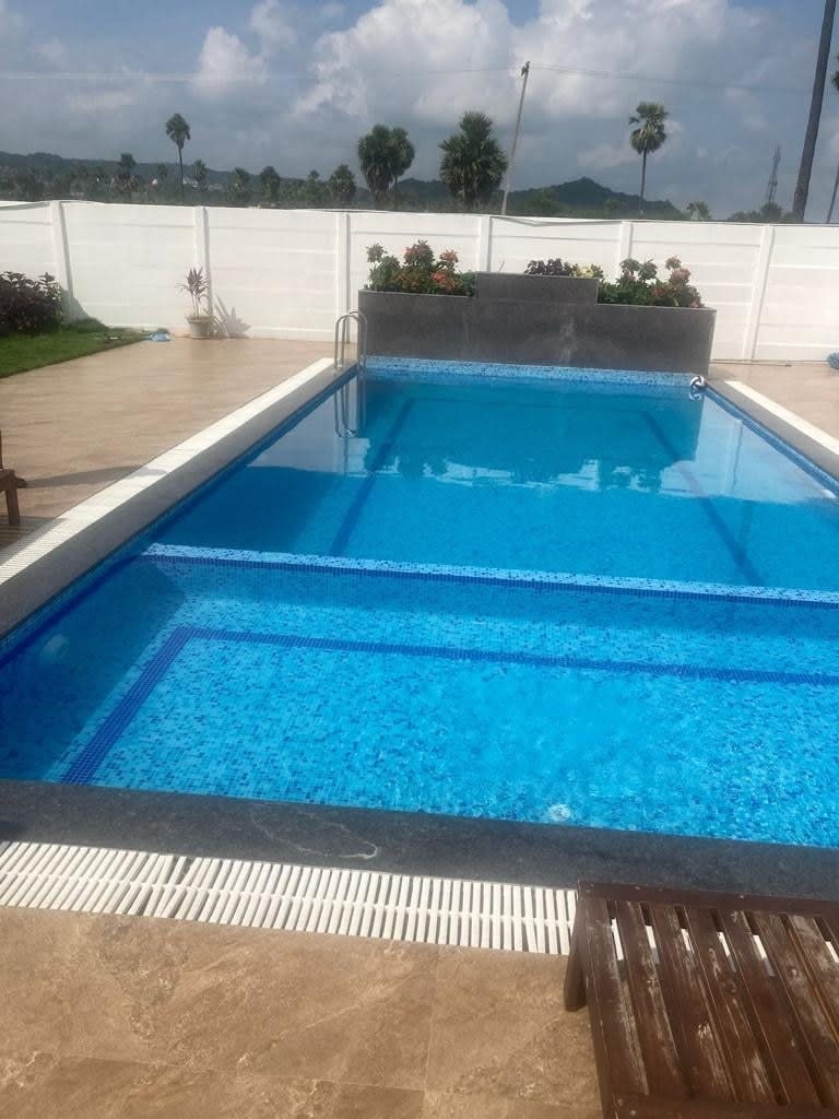 newly constructed pool for a house