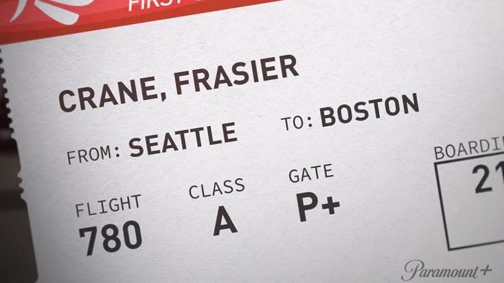 Boarding ticket with info for Frasier Crane