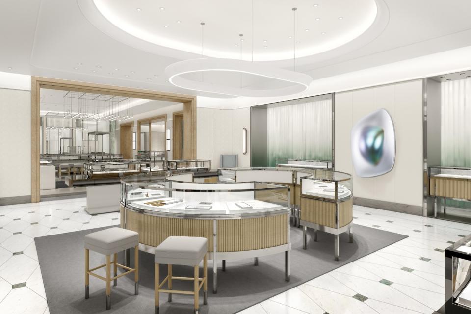 Rendering of the jewelry room at the new Tiffany & Co. store in South Coast Plaza.