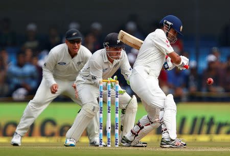 Cricket - India v New Zealand - Third Test cricket match - Holkar Cricket Stadium, Indore, India - 08/10/2016. India's Gautam Gambhir plays a shot. REUTERS/Danish Siddiqui