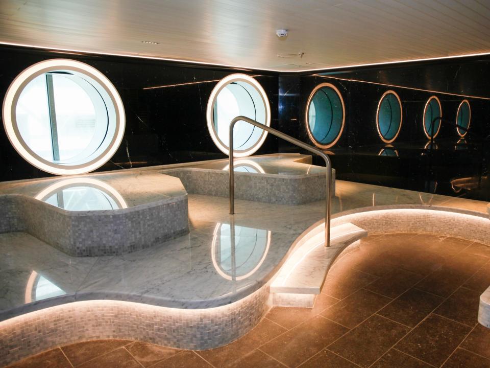 a spa with round windows