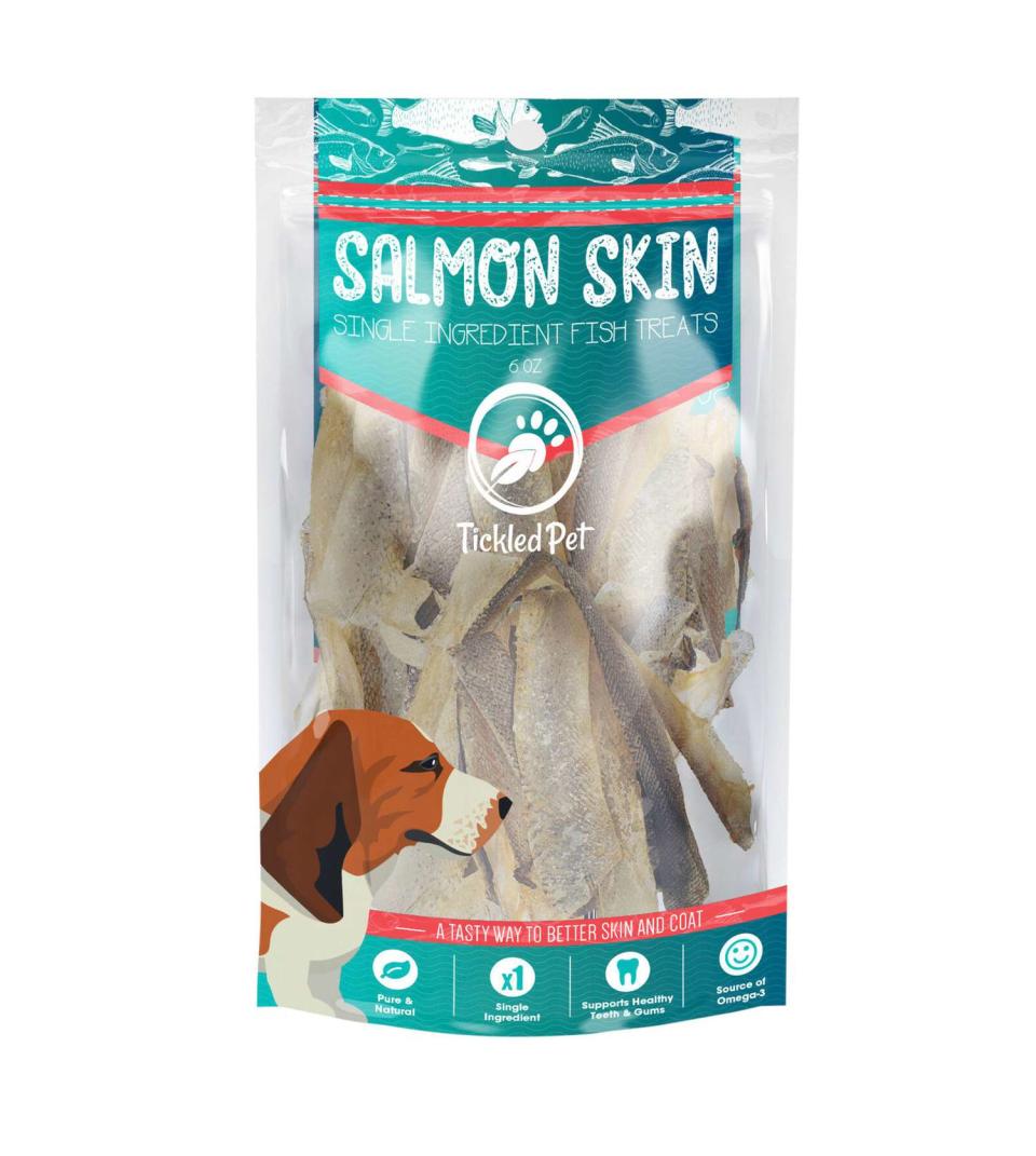 <p>Testers called these all-natural treats "catnip for dogs" and said their pups got excited whenever they saw the package.</p> <p><strong>Buy it!</strong> Salmon Skin Dog Treats, $16.99; <a href="https://tickledpet.com/collections/fish-treats/products/salmon-skin-6-oz" rel="nofollow noopener" target="_blank" data-ylk="slk:TickledPet.com;elm:context_link;itc:0;sec:content-canvas" class="link ">TickledPet.com</a></p>