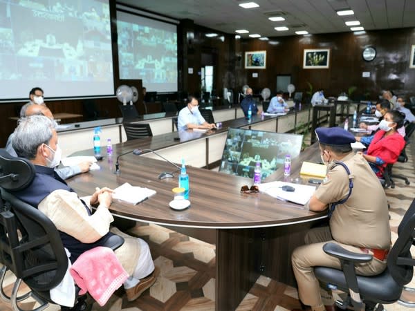 Visual of meeting chaired by Uttarakhand Chief Minister, Tirath Singh Rawat (Photo/ANI)