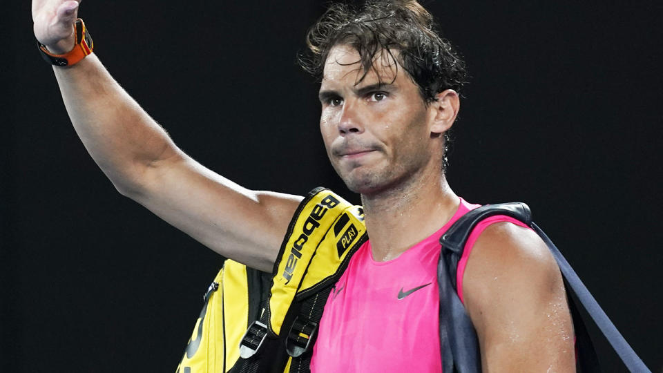Rafael Nadal, pictured here thanking the crowd as he walks off court at the Australian Open.