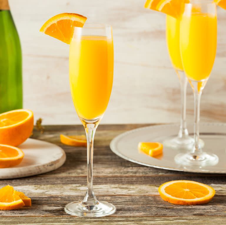 <p>In recent years, the humble mimosa has soared in popularity making drinking before midday acceptable as long as you snap a photo of your <a href="https://www.delish.com/uk/food-news/a30807380/stop-avocado-going-brown-hack-lettuce/" rel="nofollow noopener" target="_blank" data-ylk="slk:avo on toast;elm:context_link;itc:0;sec:content-canvas" class="link ">avo on toast</a> and tag it #brunchgoals.</p><p>Get the <a href="https://www.delish.com/uk/cocktails-drinks/a30924062/mimosa-cocktail/" rel="nofollow noopener" target="_blank" data-ylk="slk:Mimosa;elm:context_link;itc:0;sec:content-canvas" class="link ">Mimosa</a> recipe.</p>