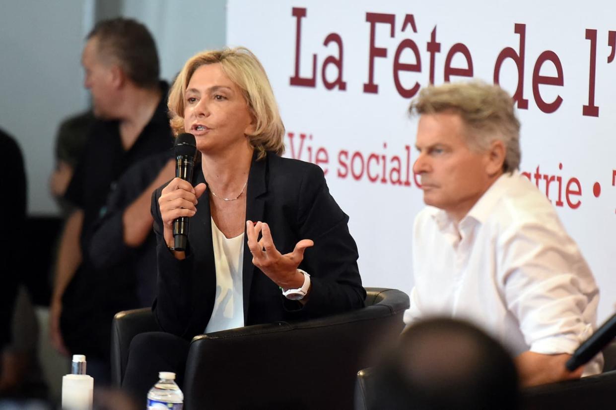 Valérie Pécresse et Fabien Roussel à la Fête de l'Humanité le 11 septembre 2021. - LUCAS BARIOULET / AFP