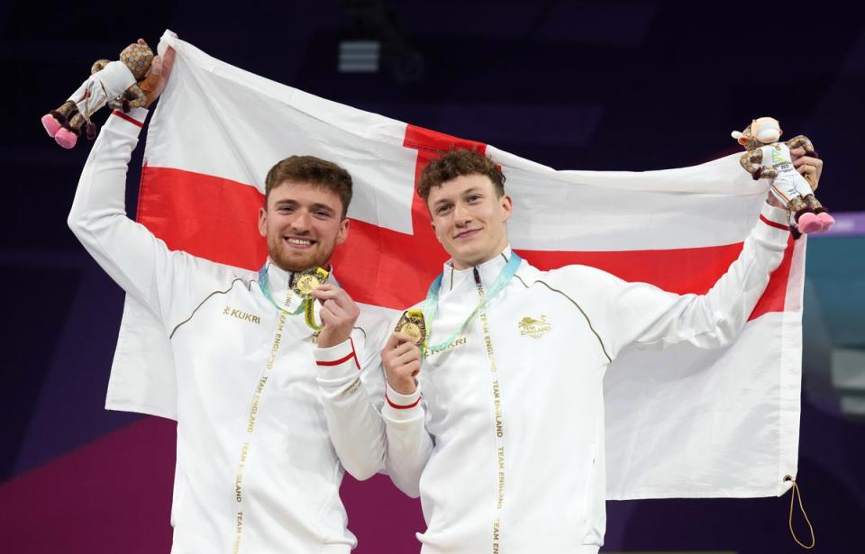 Matty Lee, left, and Noah Williams with their gold medals (Tim Goode/PA) (PA Wire)