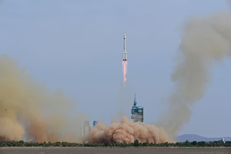 Long March-2F rocket carrying the Shenzhou-16 spacecraft takes off from Jiuquan Satellite Launch Center