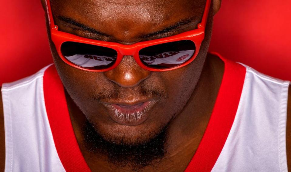 N.C. State’s D.J. Burns poses for a portrait during the Wolfpack men’s basketball media day on Thursday, Sept. 21, 2023, in Raleigh, N.C. 