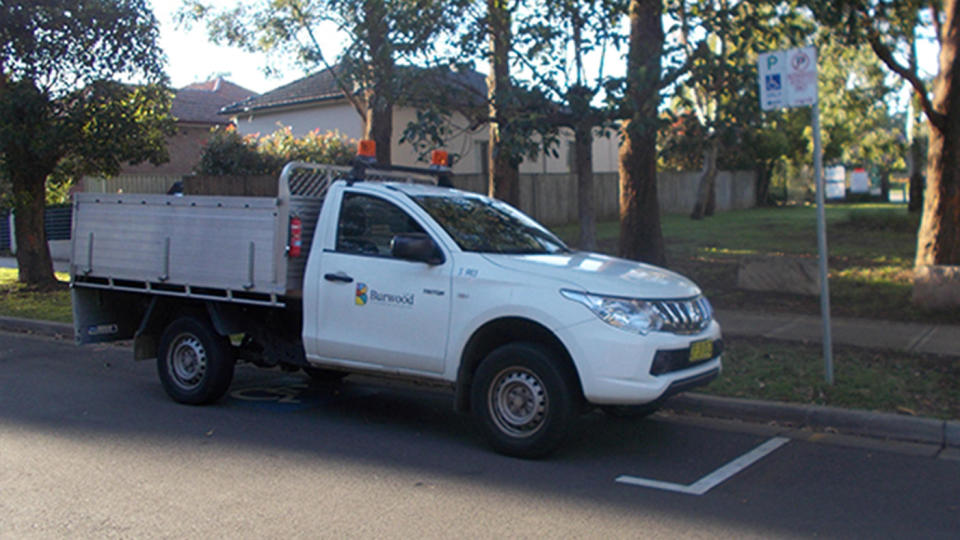 A Burwood Council vehicle was seen parking in a disabled only parking bay. Source: 2GB