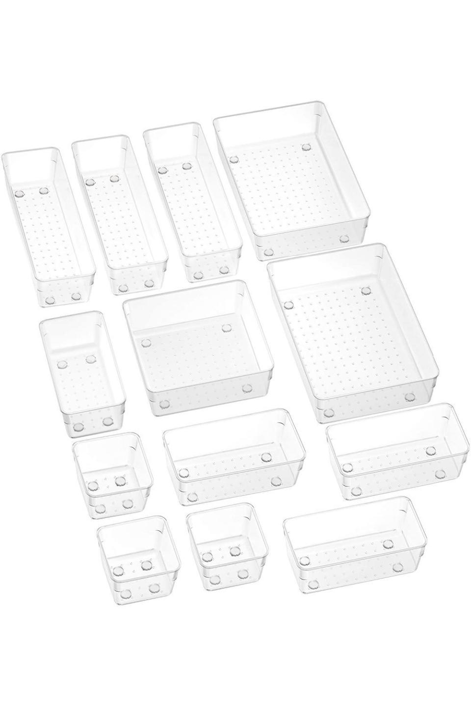 SMARTAKE 13-Piece Drawer Organizers with Non-Slip Silicone Pads