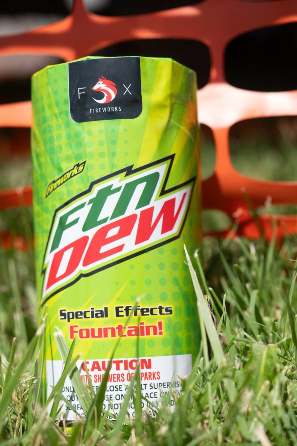 One of the popular themed fireworks fountains that Pyro City Fireworks sells is the Mountain Dew themed Fountain Dew.