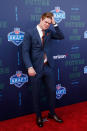 <p>Sam Darnold of USC poses on the red carpet prior to the start of the 2018 NFL Draft at AT&T Stadium on April 26, 2018 in Arlington, Texas. (Photo by Tim Warner/Getty Images) </p>