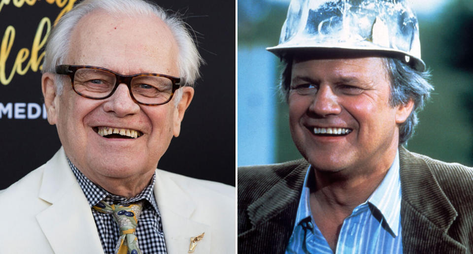 Ken Kercheval, the star of US drama series Dallas, has died aged 83. He's pictured (left) at Television Academy's 70th Anniversary Gala and during his appearance as Cliff Barnes. Source: AAP and Getty Images