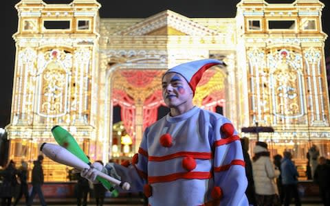  A performer during New Year celebrations in central Moscow - Credit: Mikhail Tereshchenko/TASS