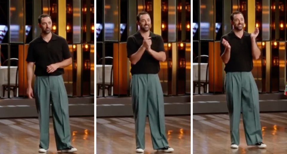The pants that had everyone kicking up a fuss. Credit: Channel Ten 