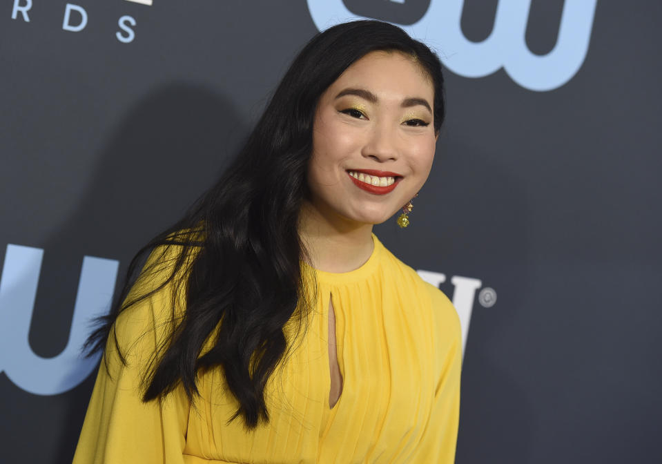 Awkwafina arrives at the 25th annual Critics' Choice Awards on Sunday, Jan. 12, 2020, at the Barker Hangar in Santa Monica, Calif. (Photo by Jordan Strauss/Invision/AP)