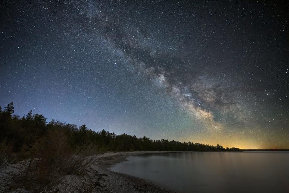 The Milky Way over Lake Michigan at the Headlands International Dark Sky Park.