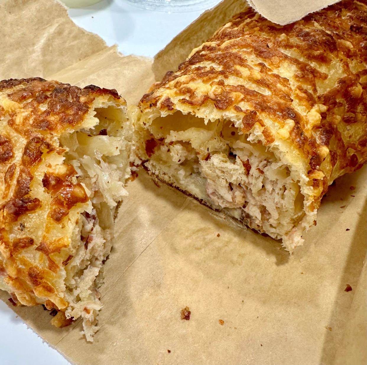 The Chicken Bake is more like a toasted wrap with chunks of chicken, pieces bacon and a Caesar dressing coated with shredded cheese.