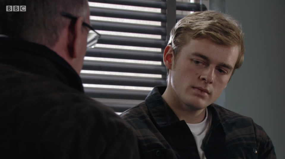 Peter listens as Ian lies to him about Dennis Mitchell's death in EastEnders