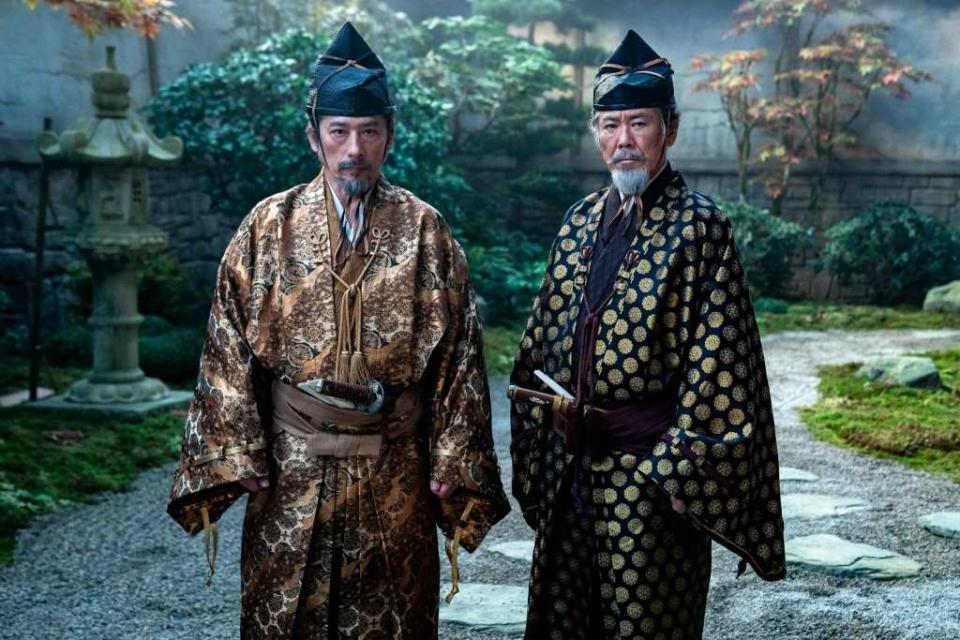 Hiroyuki Sanada as Yoshii Toranaga and Tokuma Nishioka as Toda Hiromatsu in “Shōgun” (Katie Yu/FX)