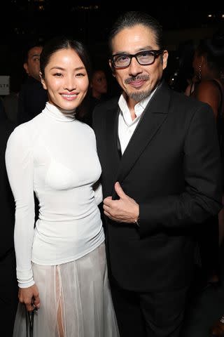 <p>Kevin Mazur/Getty</p> Emmy nominees Anna Sawai and Hiroyuki Sanada of 'Shogun' attend MPTF's 18th Annual Evening Before the Emmys at Century Park on Sept. 14, 2024