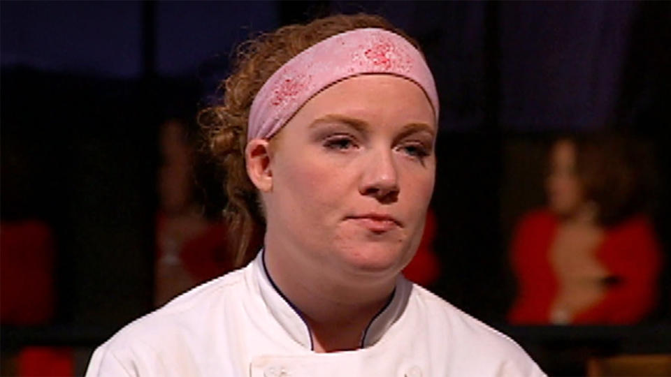 Tiffani Faison in a headband on Top Chef.