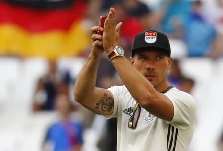 Football Soccer - Germany v France - EURO 2016 - Semi Final - Stade Velodrome, Marseille, France - 7/7/16. Germany's Lukas Podolski before the game. REUTERS/Kai Pfaffenbach