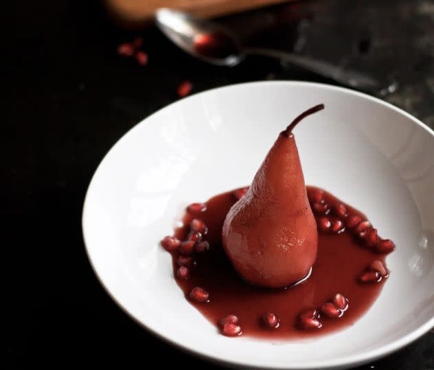 <strong>Get the <a href="http://www.feastingathome.com/poached-pears-with-pomegranate/" target="_blank">Poached Pears with Pomegranate recipe</a> from Feasting at Home</strong>