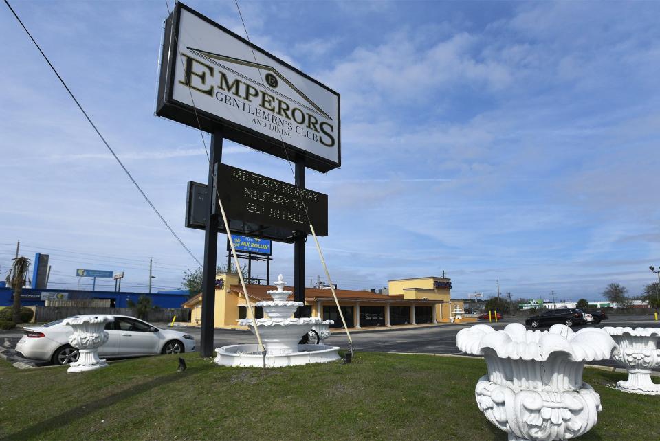 Emperor's Gentleman's Club at 4923 University Blvd. W., photographed Feb. 21, 2023, is among over a dozen strip clubs in the greater Jacksonville area.
