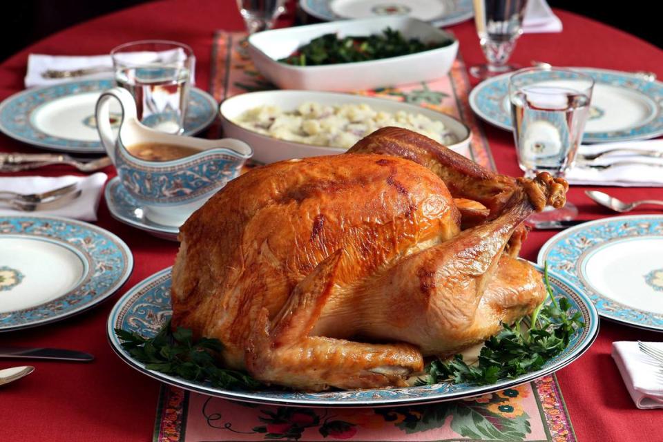 A 20-lb. dry-brined turkey was rubbed with salt and placed in a refrigerator for 2 days before being roasted at 450 degrees, then at 350 degrees, at 10 minutes per pound Oct. 30, 2014.