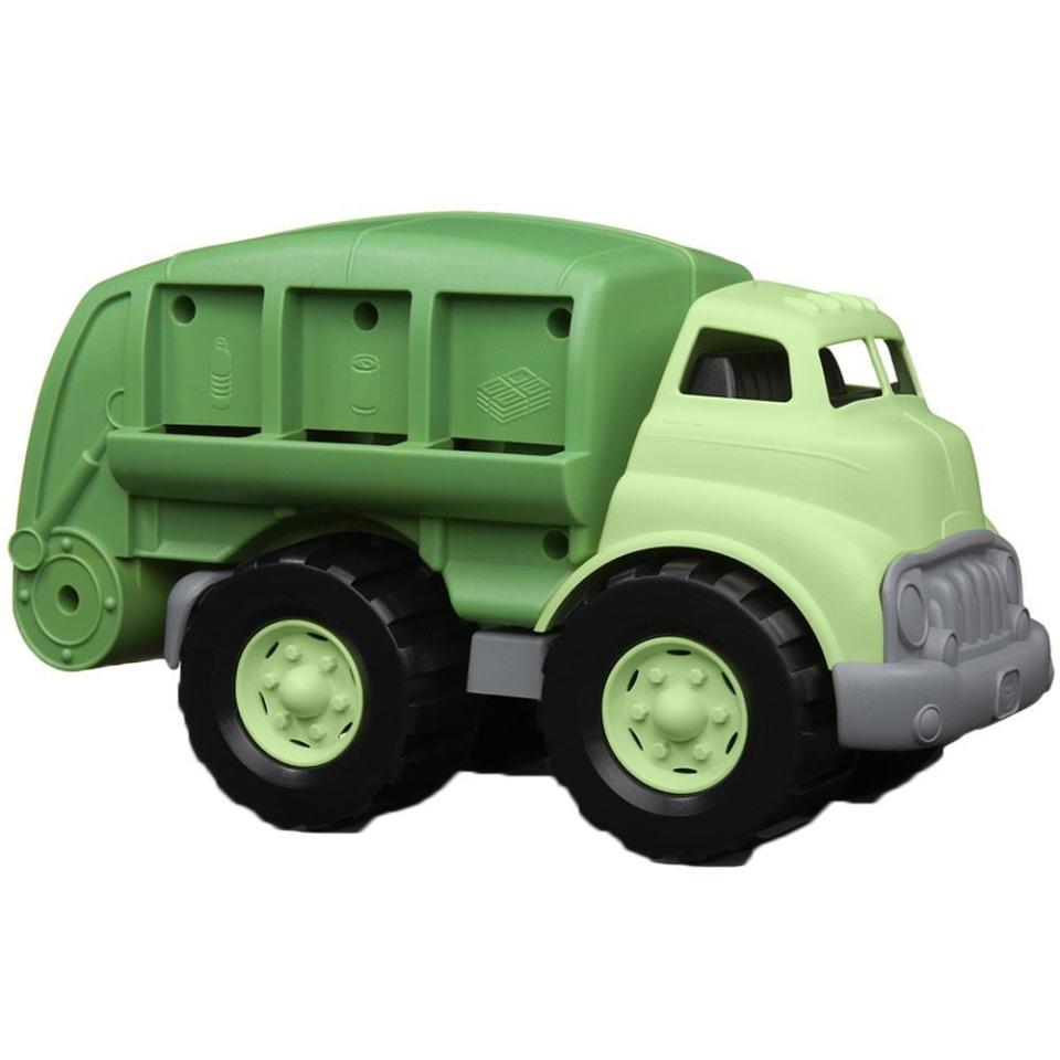 <strong><a href="https://www.amazon.com/Green-Toys/pages/2592987011" target="_blank">Green Toys</a></strong> are made in the USA entirely of recycle products without BPA and PVC, and are even packaged in 100 percent recyclable cardboard with no twist ties, wrappers or cellophane. Get the Recycling Truck <a href="https://www.amazon.com/Green-Toys-Recycling-Truck-Color/dp/B001Q3KUA0" target="_blank">here</a>, $23.