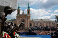 <p>President Donald Trump delivers a speech at Krasinski Square at the Royal Castle, Thursday, July 6, 2017, in Warsaw. (Photo: Evan Vucci/AP) </p>